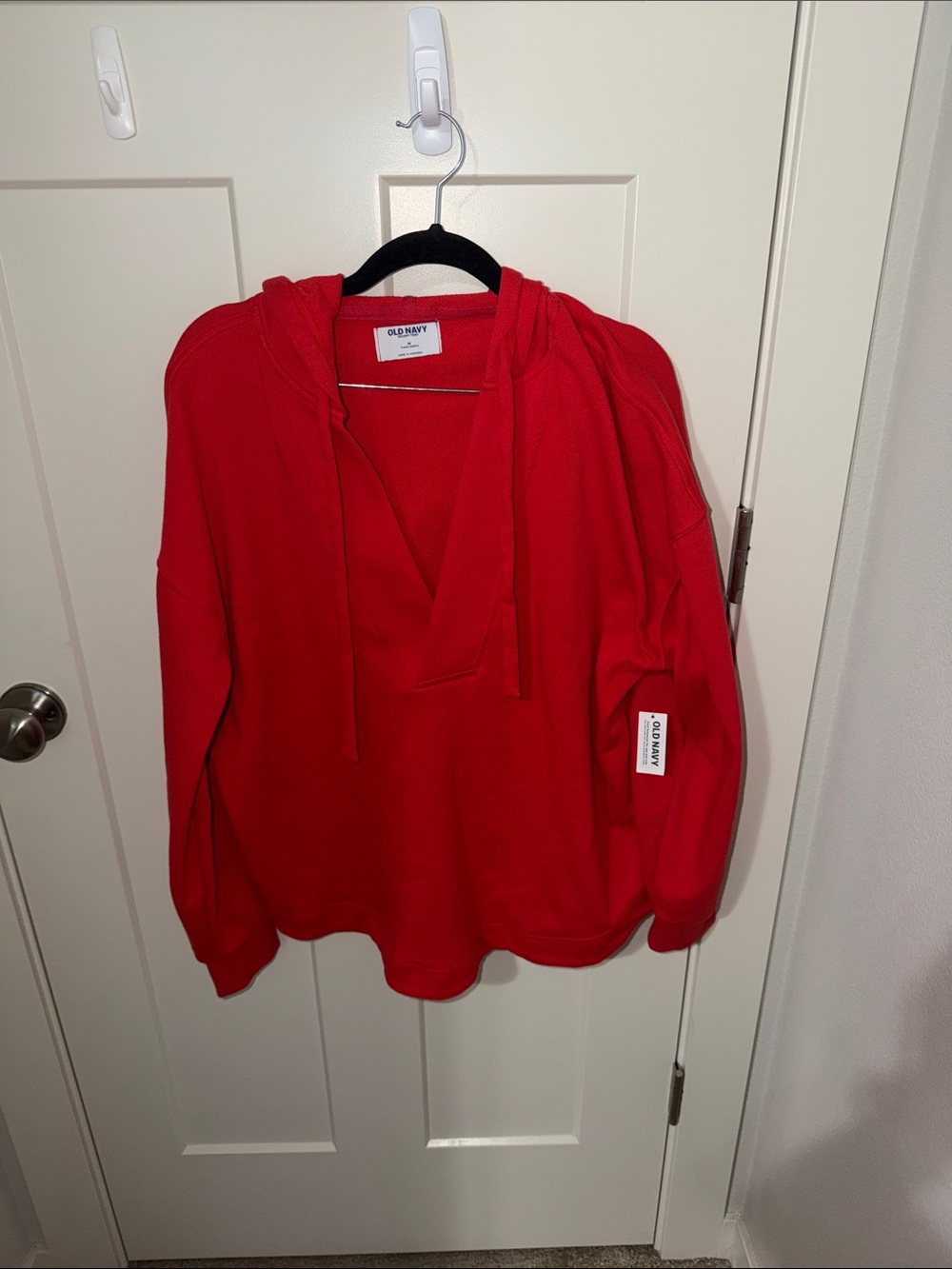 NWT Old Navy Bright Red Hooded V‑Neck Pullover